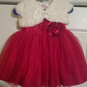 Infant Girls formal dress with fur vest